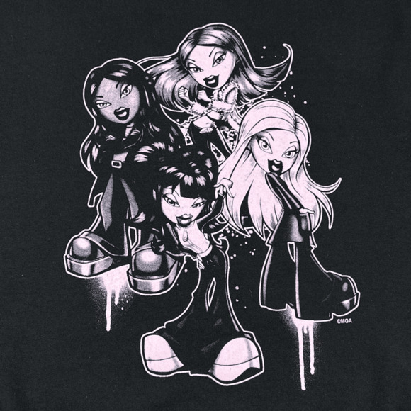 Bratz Sweater Adult MEDIUM Black Pink Sweatshirt Pullover Retro Dolls MGA 90s - Picture 2 of 5